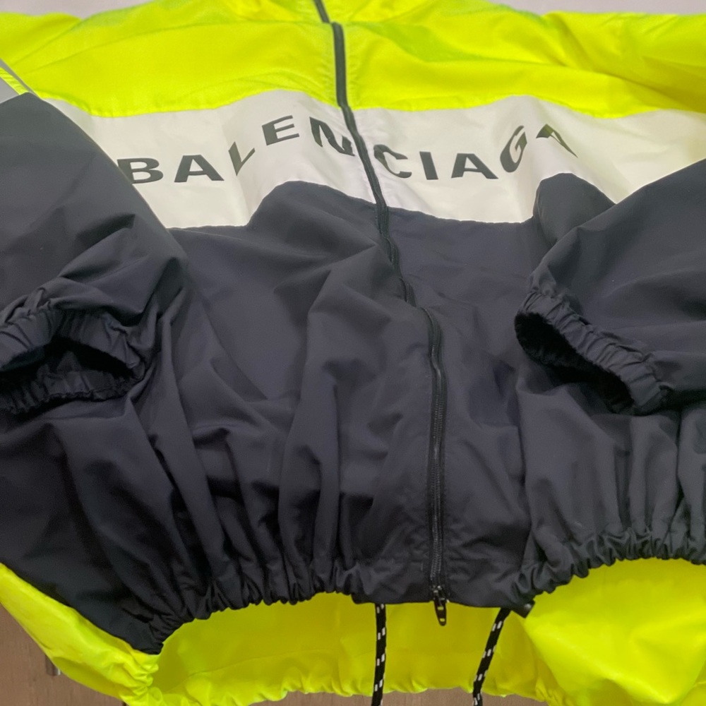 Balenciaga zip up logo track jacket in fluo yellow